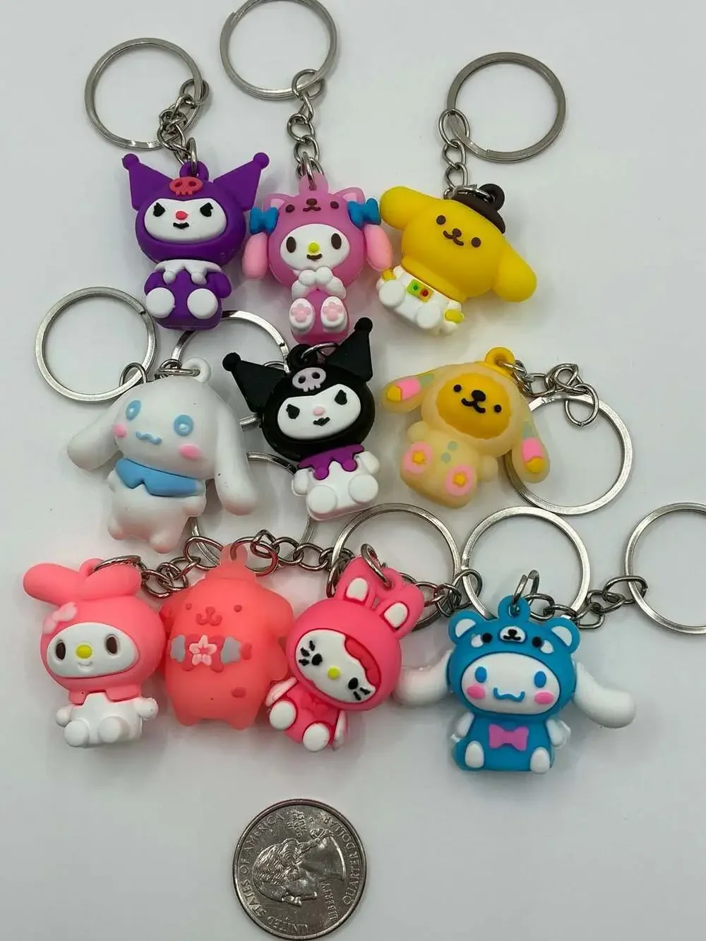 Hello Kitty Silicone Character Keychains Set of 3